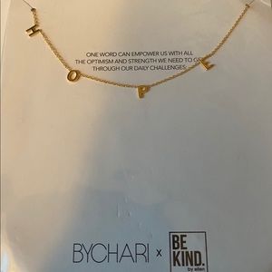 BYCHARI “HOPE” necklace. NIP. Gold plated.